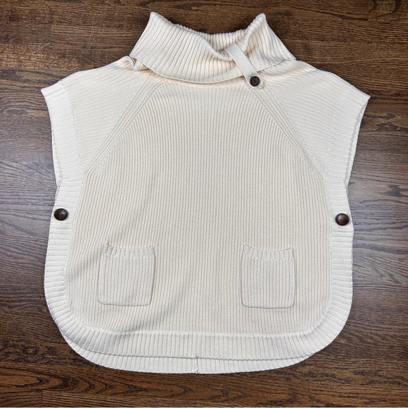 Coldwater Creek Sweater Poncho Womens 1X Knit Cowl Neck Button Pockets Pullover - Picture 1 of 8